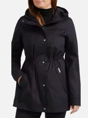 Hunter Water Resistant Cotton Smock Rain Jacket In Black